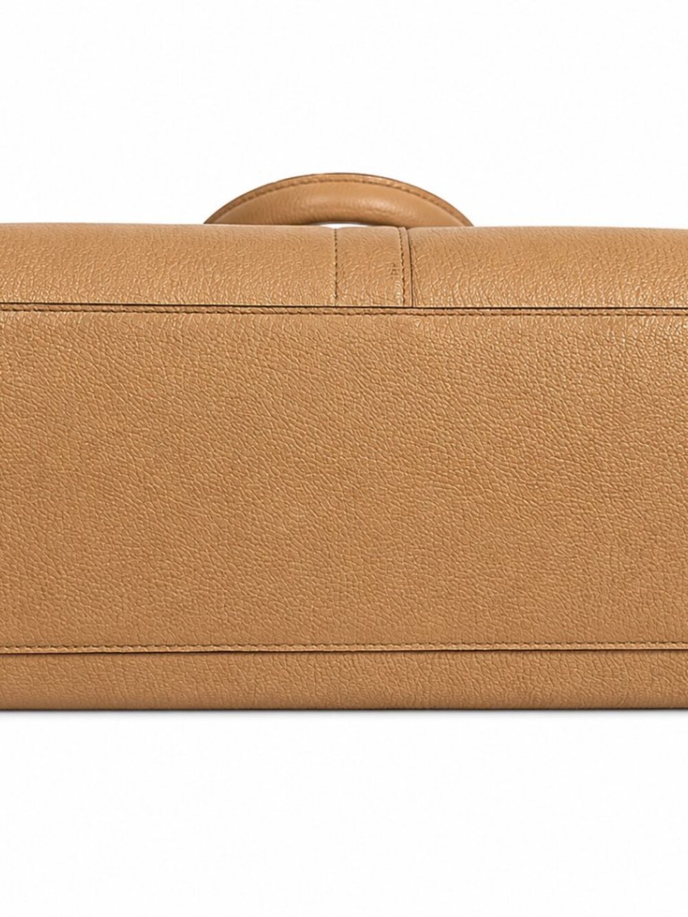 Cole Haan Pebbled Leather Satchel Tote Taupe/Greige Leather Gold Hardware Tassel - Picture 4 of 7